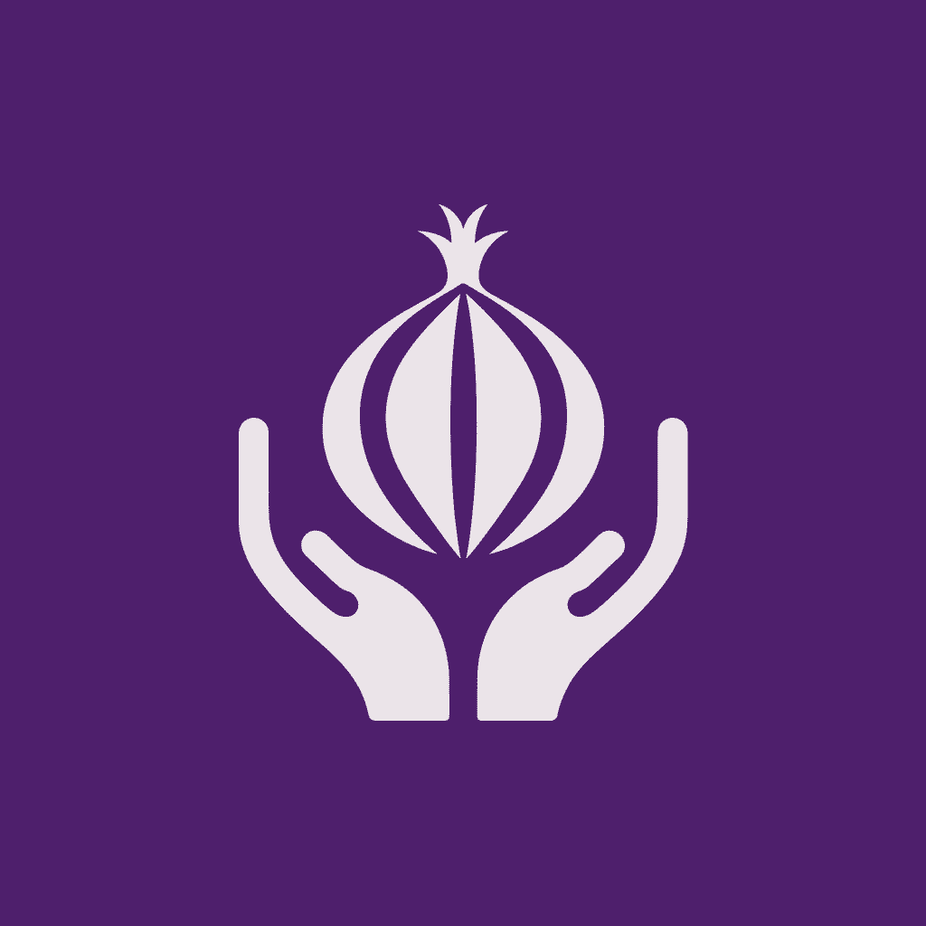 Support Tor Project donation widget showing onion logo representing privacy and anonymity network funding