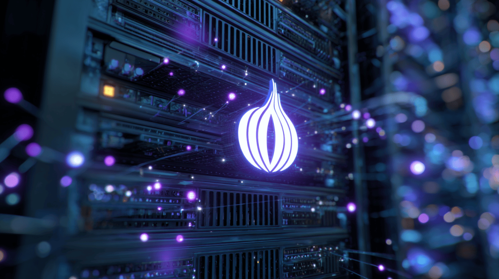 Dark web hosting visualization showing Tor hidden service infrastructure for running .onion sites like those listed on Hidden Wiki